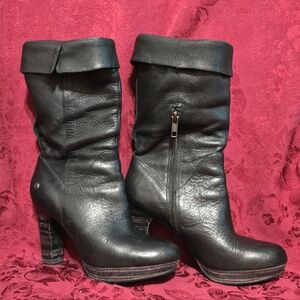 UGG Black Heeled Leather Boots